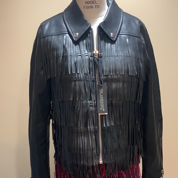 [BLANKNYC] Womens Luxury Clothing Vegan Leather Moto Jacket - Picture 4 of 6